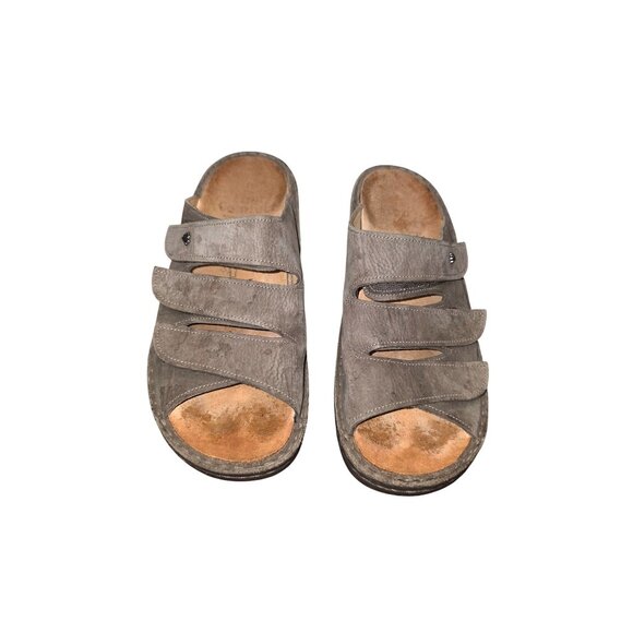 Finn Comfort Women's Taupe Leather Slide Sandals Adjustable Straps Size 43 - Picture 1 of 6